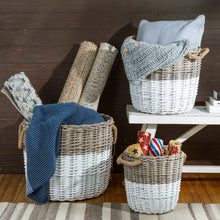 Load image into Gallery viewer, Set of 3pcs Natural/White Round Willow Baskets