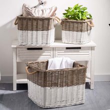Load image into Gallery viewer, Set of 3pcs Natural/White Square Willow Baskets