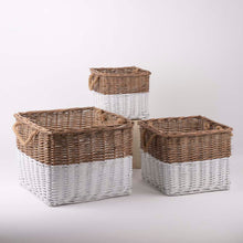 Load image into Gallery viewer, Set of 3pcs Natural/White Square Willow Baskets