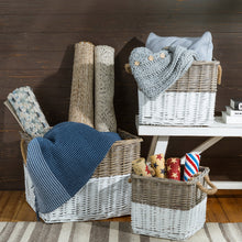 Load image into Gallery viewer, Set of 3pcs Natural/White Square Willow Baskets