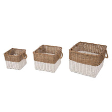 Load image into Gallery viewer, Set of 3pcs Natural/White Square Willow Baskets