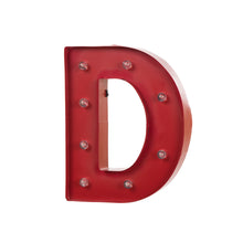 Load image into Gallery viewer, Vintage Marquee LED Lighted Letter D Sign Battery Operated Red