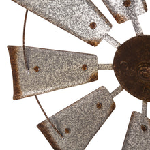 Load image into Gallery viewer, 22.05"D Farmhouse Metal Galvanized Wind Spinner Wall Décor