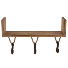 Load image into Gallery viewer, S/2 Farmhouse Wooden/Iron Wall Shelves with Hooks