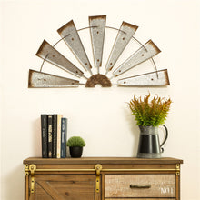 Load image into Gallery viewer, 32"L Metal Semi-Circle Windmill Wall Decor