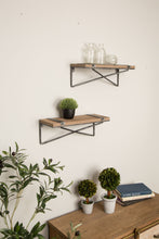 Load image into Gallery viewer, 15.75"L Farmhouse Rustic Metal/Wooden Wall Shelves, Set of 2