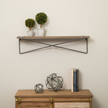Load image into Gallery viewer, 31.5"L Farmhouse Rustic Metal/Wooden Wall Shelf