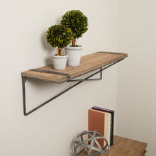 Load image into Gallery viewer, 31.5"L Farmhouse Rustic Metal/Wooden Wall Shelf