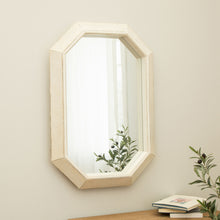 Load image into Gallery viewer, Makeup Mirror 34.25"H Farmhouse Washed White Octagon Wood Mirror