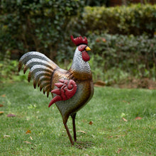 Load image into Gallery viewer, 21.25"H Farmhouse Rustic Galvanized Metal Rooster Statue Décor