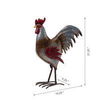 Load image into Gallery viewer, 21.25"H Farmhouse Rustic Galvanized Metal Rooster Statue Décor