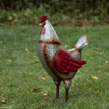 Load image into Gallery viewer, 15.25"H Farmhouse Rustic Galvanized Metal Hen Statue Décor