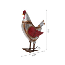 Load image into Gallery viewer, 15.25"H Farmhouse Rustic Galvanized Metal Hen Statue Décor