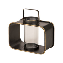 Load image into Gallery viewer, Contemporary Metal Lantern with Glass Hanging Decorative Candle Holder 13" H