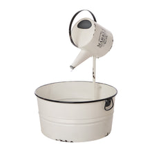 Load image into Gallery viewer, Metal Tiered Water Fountain Enamel Watering Can Garden Tools Farmhouse Decor 30" H