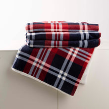 Load image into Gallery viewer, 72"L*48"W Flannel Red/Blue/White Plaid Reversible Duvet Cover