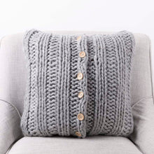 Load image into Gallery viewer, 18"L*18"W Gray Handmade Acrylic Cable Knit Pillow Cover