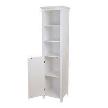 Load image into Gallery viewer, 65.50"H Wooden Floor Storage Cabinet with 3-Shelf and 1 Shutter Door, White