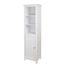 Load image into Gallery viewer, 65.50"H Wooden Floor Storage Cabinet with 3-Shelf and 1 Shutter Door, White
