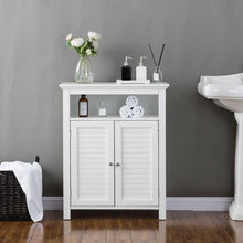 Load image into Gallery viewer, 32" H Wooden Floor Storage Cabinet with 2 Shutter Door, White