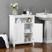 Load image into Gallery viewer, 32" H Wooden Floor Storage Cabinet with 2 Shutter Door, White