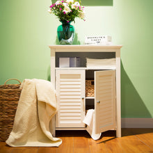 Load image into Gallery viewer, 32" H Wooden Floor Storage Cabinet with 2 Shutter Door, White