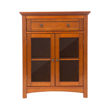 Load image into Gallery viewer, 32"H Wooden Shelved Floor Storage Cabinet with 1 Drawer and Double Doors