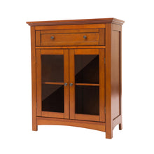 Load image into Gallery viewer, 32"H Wooden Shelved Floor Storage Cabinet with 1 Drawer and Double Doors