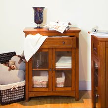 Load image into Gallery viewer, 32"H Wooden Shelved Floor Storage Cabinet with 1 Drawer and Double Doors