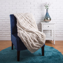 Load image into Gallery viewer, 50"*60" Faux Fur Elastic Throw/Blanket, Beige (Face Fabric 1000gsm; Back 210gsm)