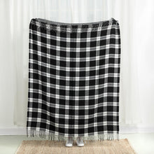 Load image into Gallery viewer, 60"L*50"W Acrylic Reversible Black/White Plaid Woven Throw 530g