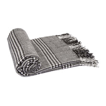 Load image into Gallery viewer, 60"L*50"W Acrylic Reversible Black/White Plaid Woven Throw 530g
