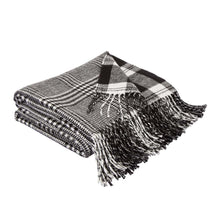 Load image into Gallery viewer, 60"L*50"W Acrylic Reversible Black/White Plaid Woven Throw 530g