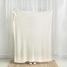 Load image into Gallery viewer, 60"L*50"W Knitted Polyester Beige Feather Yarn Throw Blanket 800g