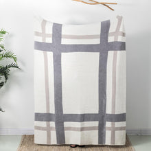 Load image into Gallery viewer, 60"L*50"W Knitted Polyester Geometric Pattern Feather Yarn Throw Blanket 1050g