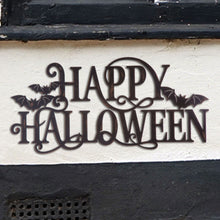 Load image into Gallery viewer, 23.94"L Metal "HAPPY HALLOWEEN" Wall Sign