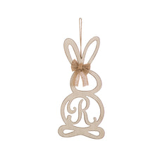 Load image into Gallery viewer, Handcrafted Wooden Monogram "R" Bunny Wall Hanging Sign