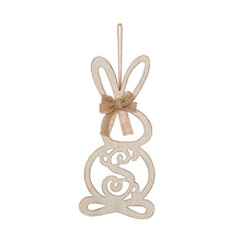 Load image into Gallery viewer, Handcrafted Wooden Monogram "S" Bunny Wall Hanging Sign
