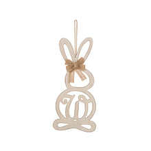 Load image into Gallery viewer, Handcrafted Wooden Monogram "W" Bunny Wall Hanging Sign