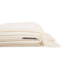 Load image into Gallery viewer, Women Oversized Cream and Black Stripe Scarf with Tassels