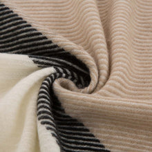 Load image into Gallery viewer, Women Oversized Cream and Black Stripe Scarf with Tassels