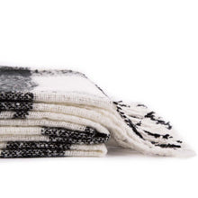 Load image into Gallery viewer, Unisex Oversized Black and White Plaid Scarf with Tassels