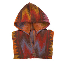 Load image into Gallery viewer, Women Oversized Patterned Poncho Shawl Hoodie with 2 Button Closure and Tassels