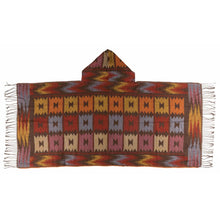 Load image into Gallery viewer, Women Oversized Patterned Poncho Shawl Hoodie with 2 Button Closure and Tassels