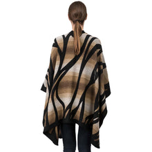Load image into Gallery viewer, Women Oversized Black and Camel Animal Pattern Poncho Shawl