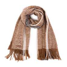 Load image into Gallery viewer, Women Oversized Tan, White and Gray Scarf with Tassels,250g