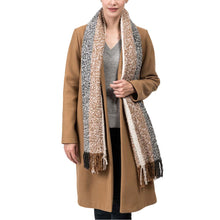 Load image into Gallery viewer, Women Oversized Tan, White and Gray Scarf with Tassels,250g