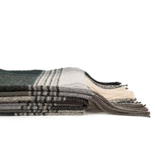 Load image into Gallery viewer, Unisex Oversized Black, White and Gray Plaid Scarf with Tassels
