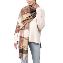 Load image into Gallery viewer, Oversized Fashion Multicolor Plaid Scarf with Tassels, Set of 2