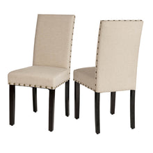 Load image into Gallery viewer, Cream White Fabric Dining Chair with Adjustable Feet Nails, Set of 2